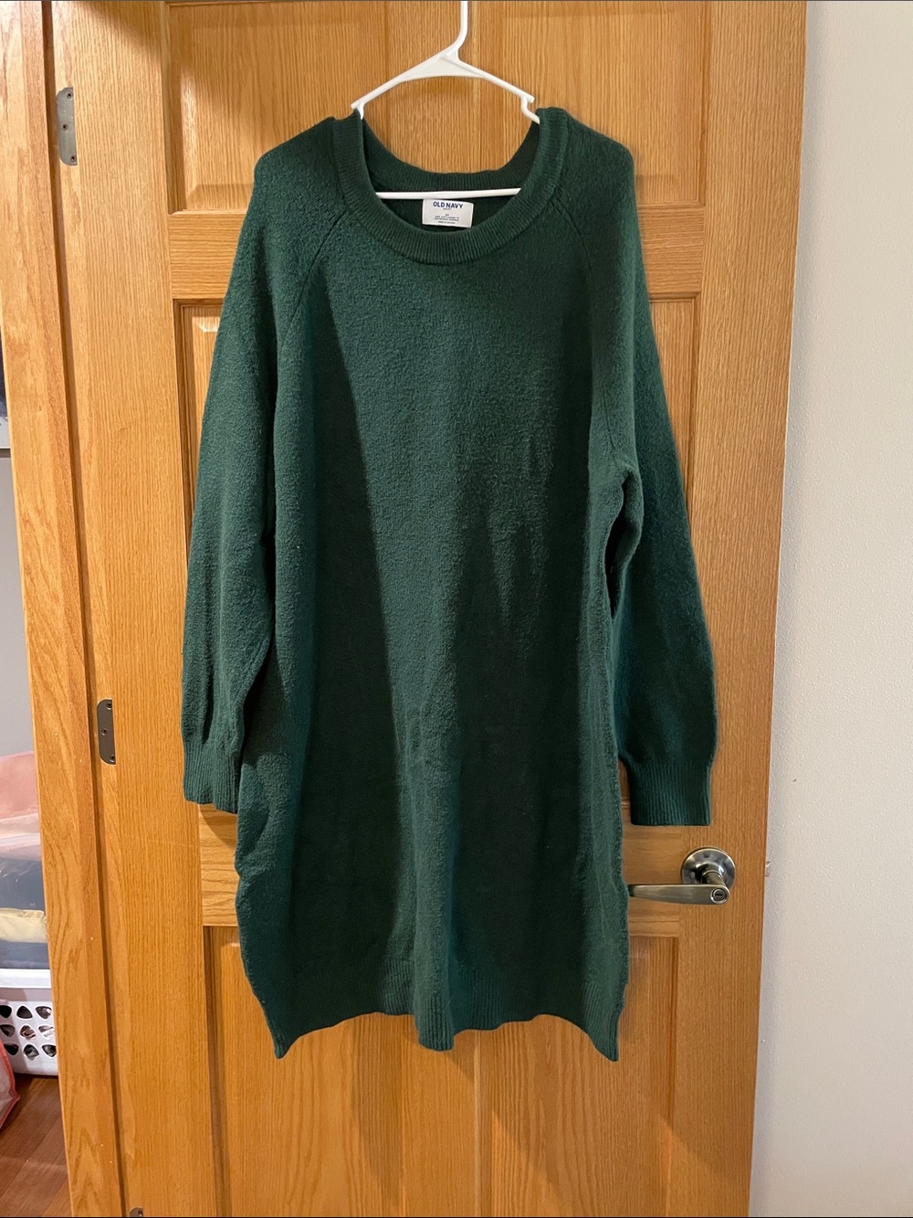 Old Navy Dark Green Crewneck Knit Sweater Dress